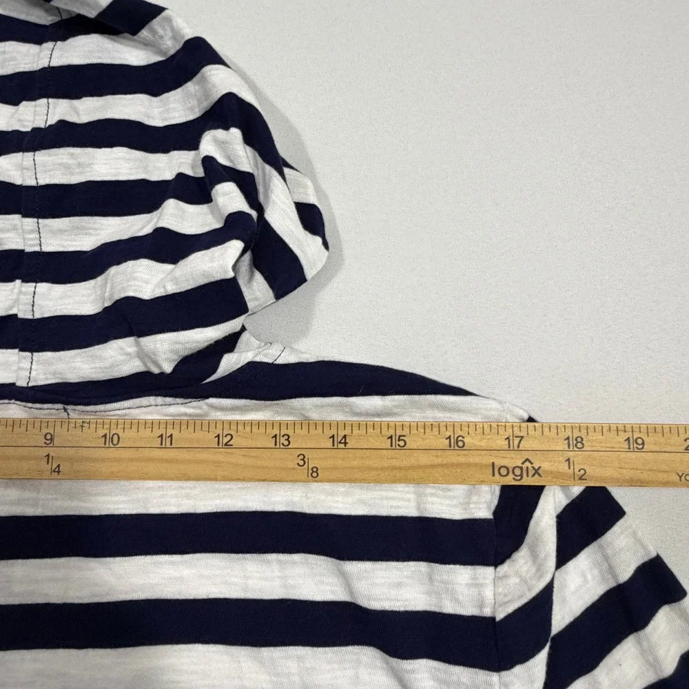 Ralph Lauren Hoodie XL Womens Navy Stripe 100% Cotton 1/4 Zip Coastal Preppy